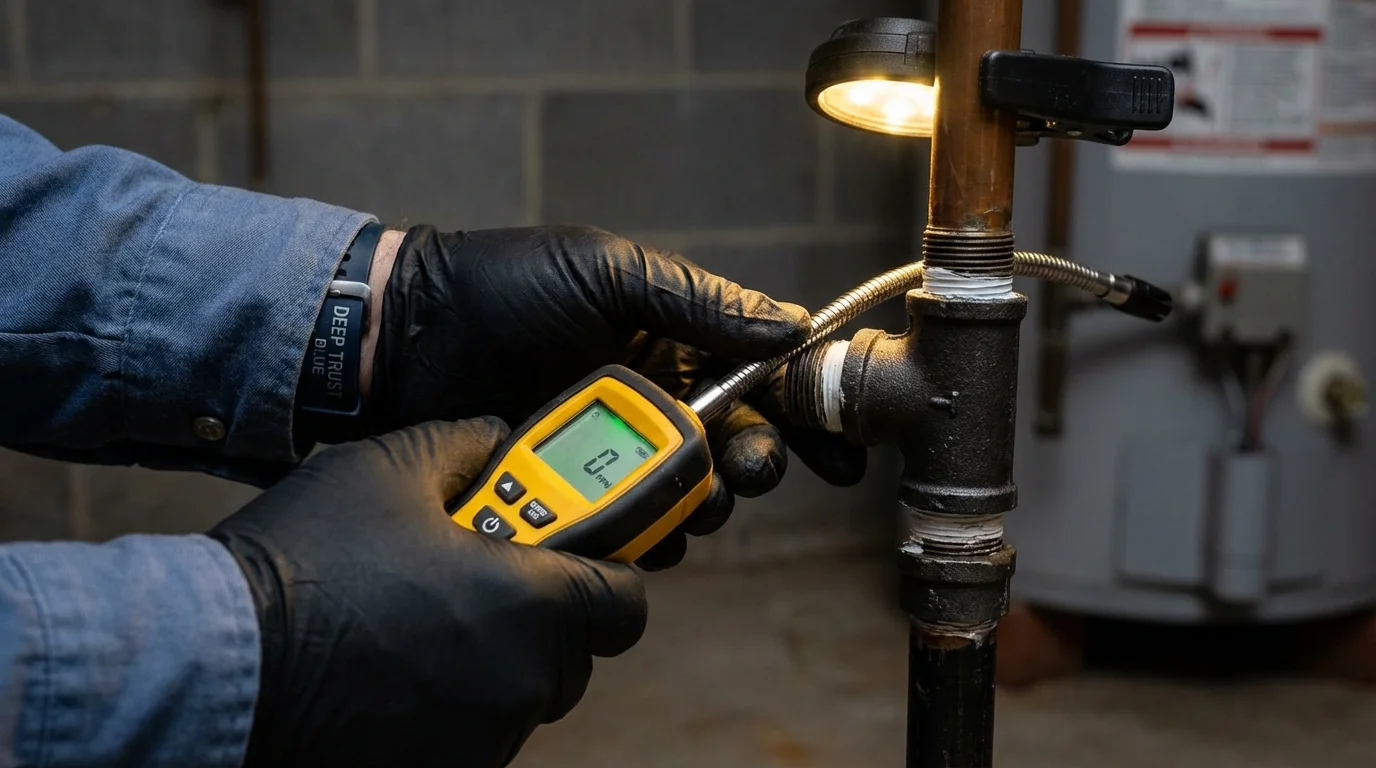 Gas leak detection with electronic sniffer by Johns Plumbing LLC in Sussex