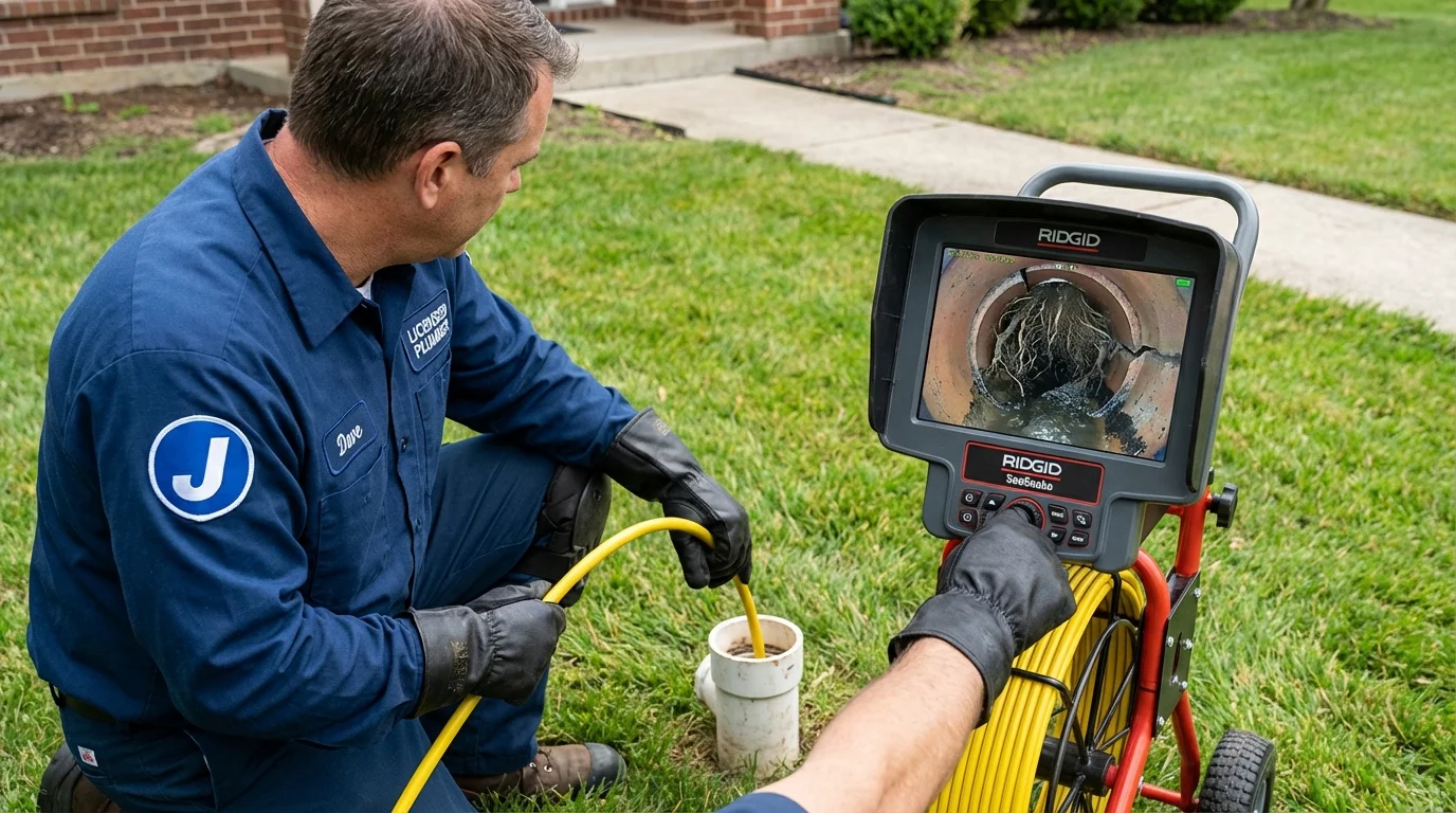 Sewer camera inspection being performed by Johns Plumbing LLC in Sussex